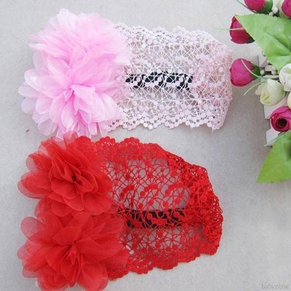 Mũ ren trùm đầu có đính hoa dễ thương cho bé