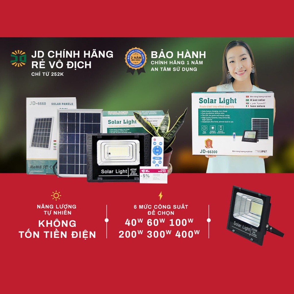 Đèn năng lượng mặt trời CHÍNH HÃNG JDABS công suất 40_400w