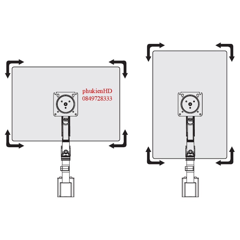 Giá đỡ 1 màn hình treo tường NB M60 22 - 35 inch, tay nối dài có thể mở rộng cho H100 - H80 - NB H180