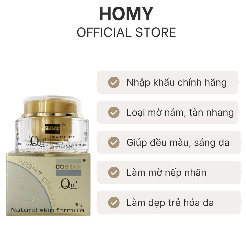 Kem dưỡng da nhau thai cừu ban đêm Costar night cream Q10 giúp da căng bóng mịn 30g