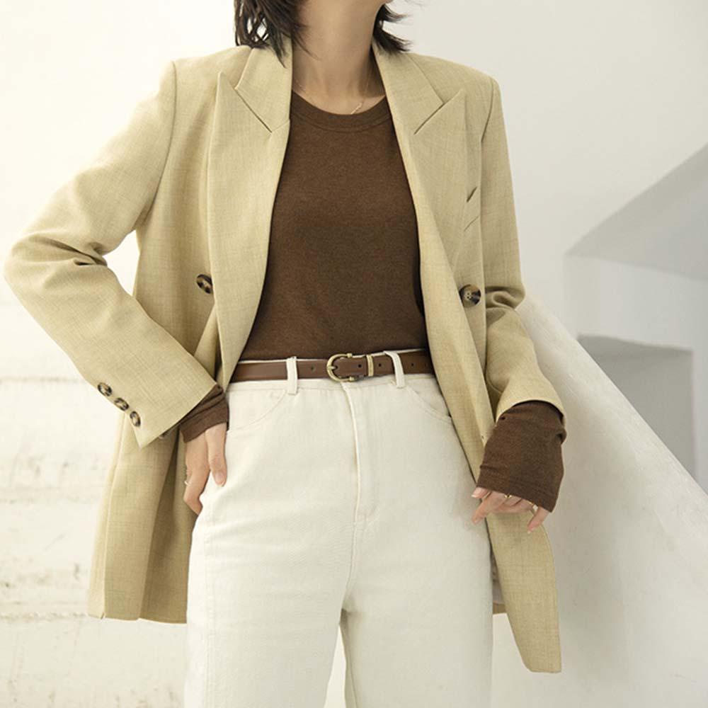 CABEZA Thắt Lưng Da Bò Mỏng Phối Kim Loại Chất Lượng Cao Cho Nữ