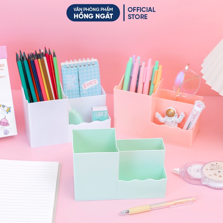 Ống đựng bút nhiều ngăn, hộp đựng bút để bàn cute đa năng giá rẻ đồ dùng học tập dễ thương văn phòng phẩm OB10