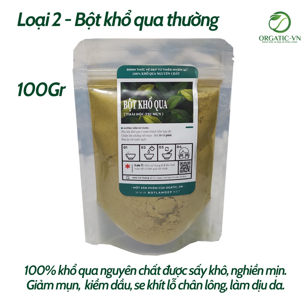 100GR Bột khổ qua nguyên chất 100% Organic - Giảm Mụn, Mát Da- Mỹ phẩm Handmade - B2.006