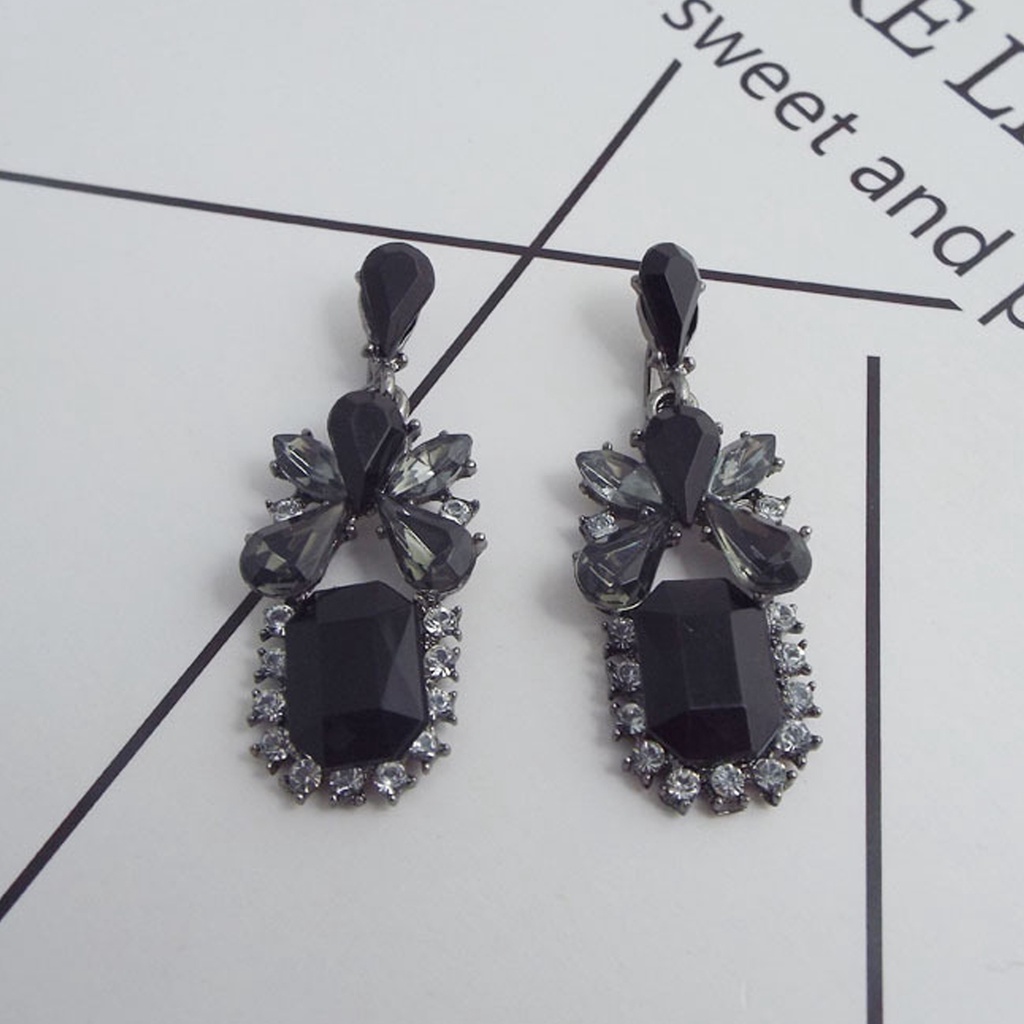 Cặp khuyên tai hợp kim hình giọt nước có đính đá quý nhân tạo sang trọng dành cho nữ