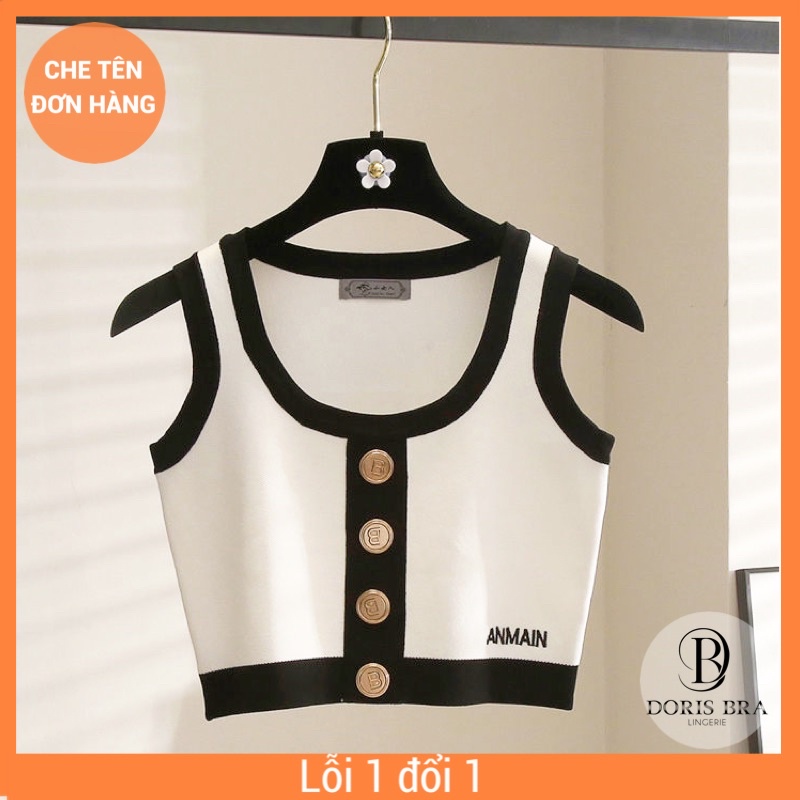Áo 3 lỗ khuy dọc viền đen trắng chất cotton mềm mát, dáng thể thao xinh xắn