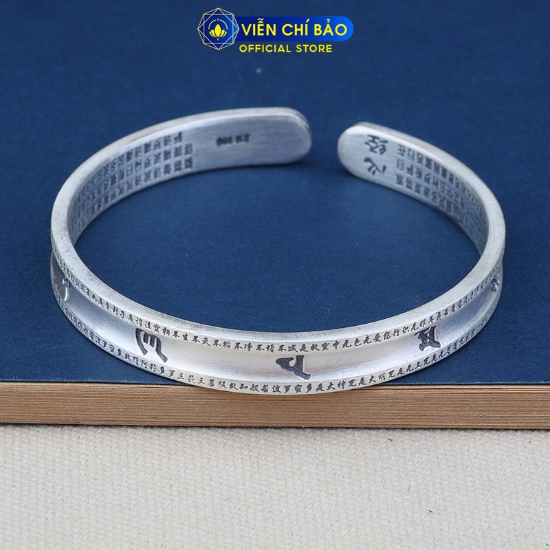 Kiềng tay bạc nữ Lục Tự Thần Chú chất liệu bạc Thái 925 thời trang phụ kiện trang sức Viễn Chí Bảo L000420