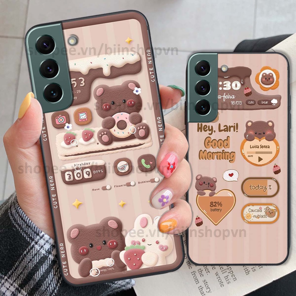Ốp Samsung S22 / S22 Plus / S22 Ultra / S22+ in 3D icon gấu nổi siêu xinh, siêu đáng yêu, cá tính phong cách