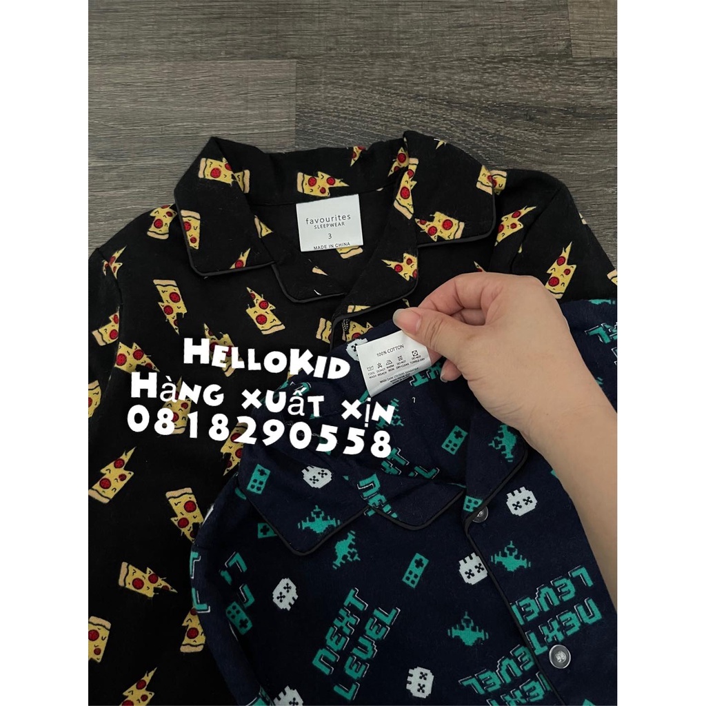 B343 - Bộ PJ cài cúc dài tay nhiều hình CN bé trai