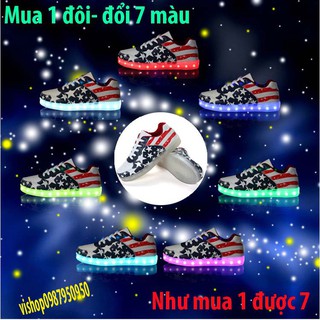 Giày Phát Sáng CỜ MỸ SÁNG 7 Màu ( Nam-Nữ )