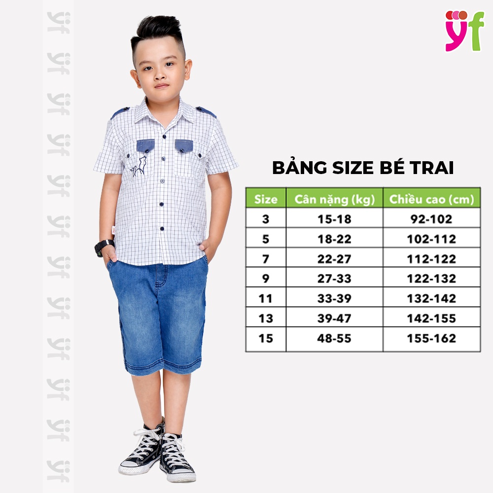 Quần jean Lửng Bé Trai Trang Trí Sườn(15-27KG) YF - 9QY507