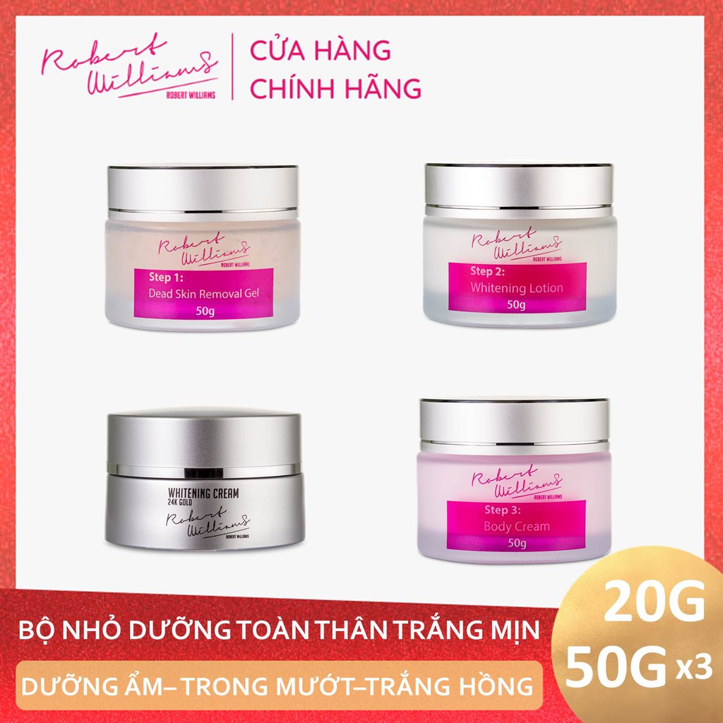 Combo dưỡng trắng da mặt Vàng 24K 20g và Bộ 3 bước HomeSpa tắm trắng 50g ROBERT WILLIAMS | BigBuy360 - bigbuy360.vn