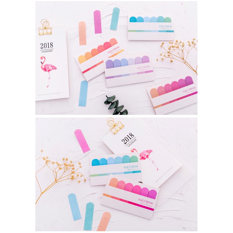 Set Sticky Note/Giấy Ghi Chú/Đánh Dấu Trang Ombre Màu Cầu Vồng