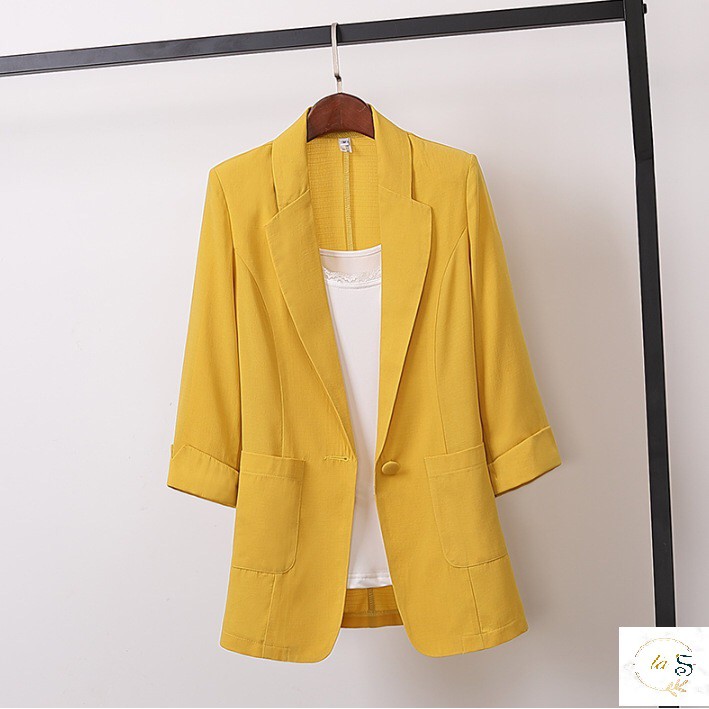 Áo blazer nữ trơn tay lửng phong cách Hàn Quốc