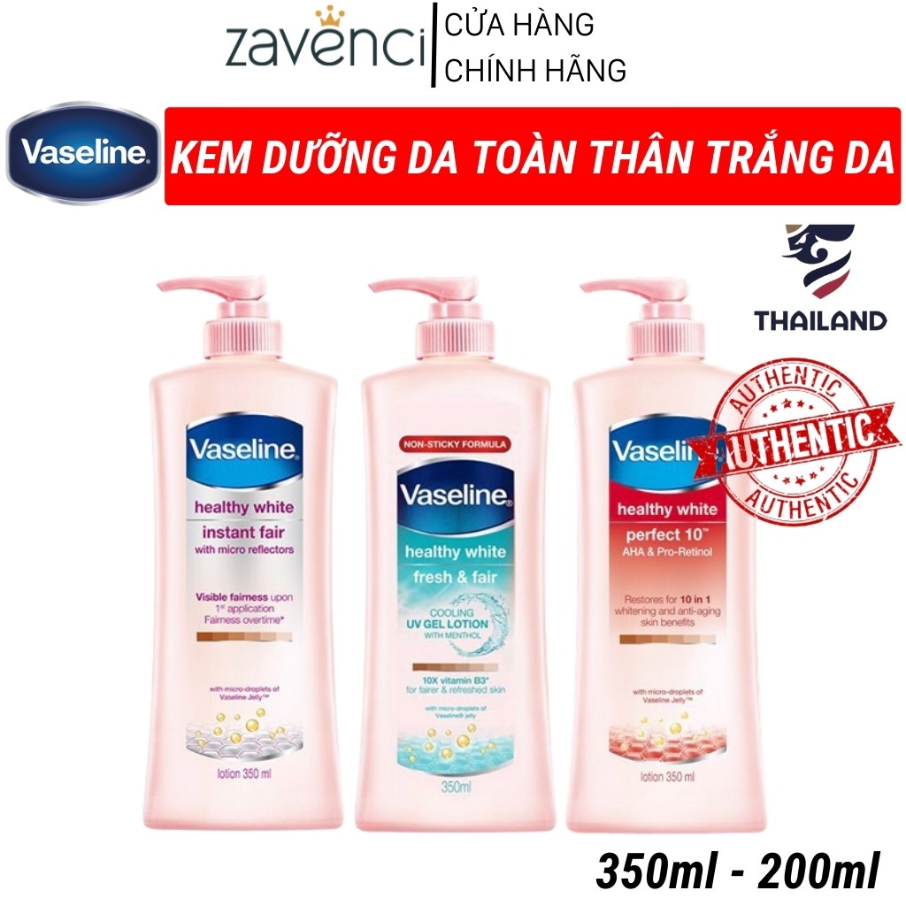 Sữa Dưỡng Thể VASELINE Kem Dưỡng Trắng Da Toàn Thân Healthy White Nâng Tông Mềm Mịn Da (350ml)