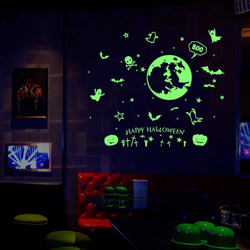Decal trang trí tường Halloween dạ quang co bé