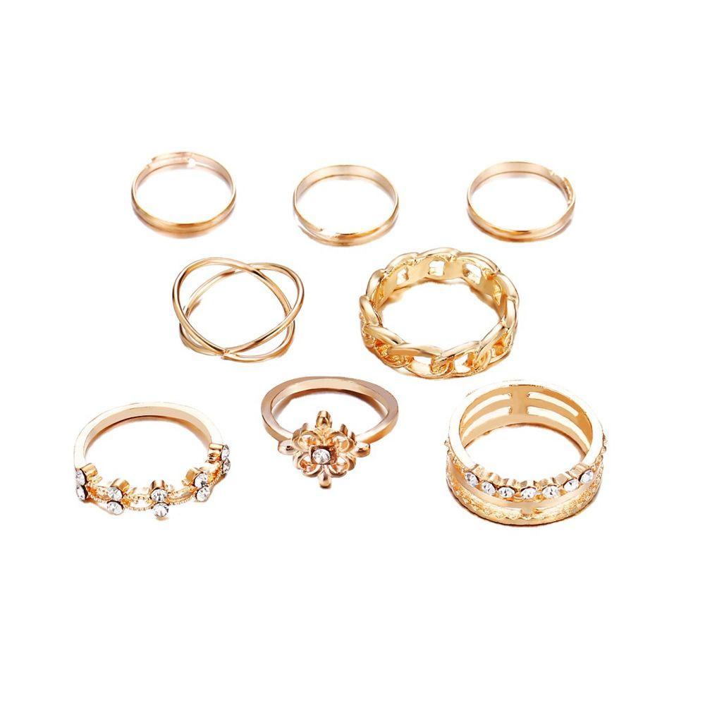 EUCA Set 8 Nhẫn Đính Đá Phong Cách Vintage