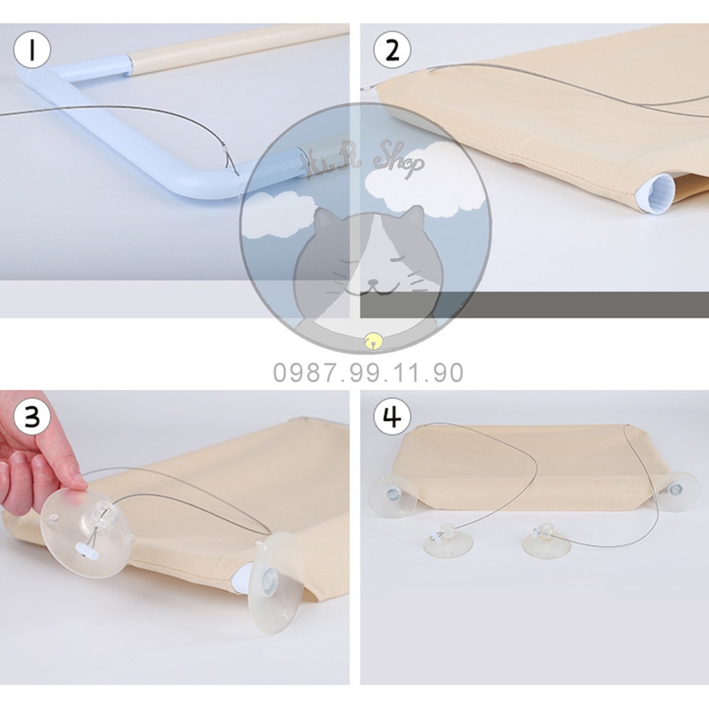 [Fullbox] Giường, Võng Treo Gắn Cửa Sổ Cho Mèo Nằm Chơi Và Thư Giãn Dành Cho Thú Cưng Lên Đến 18Kg