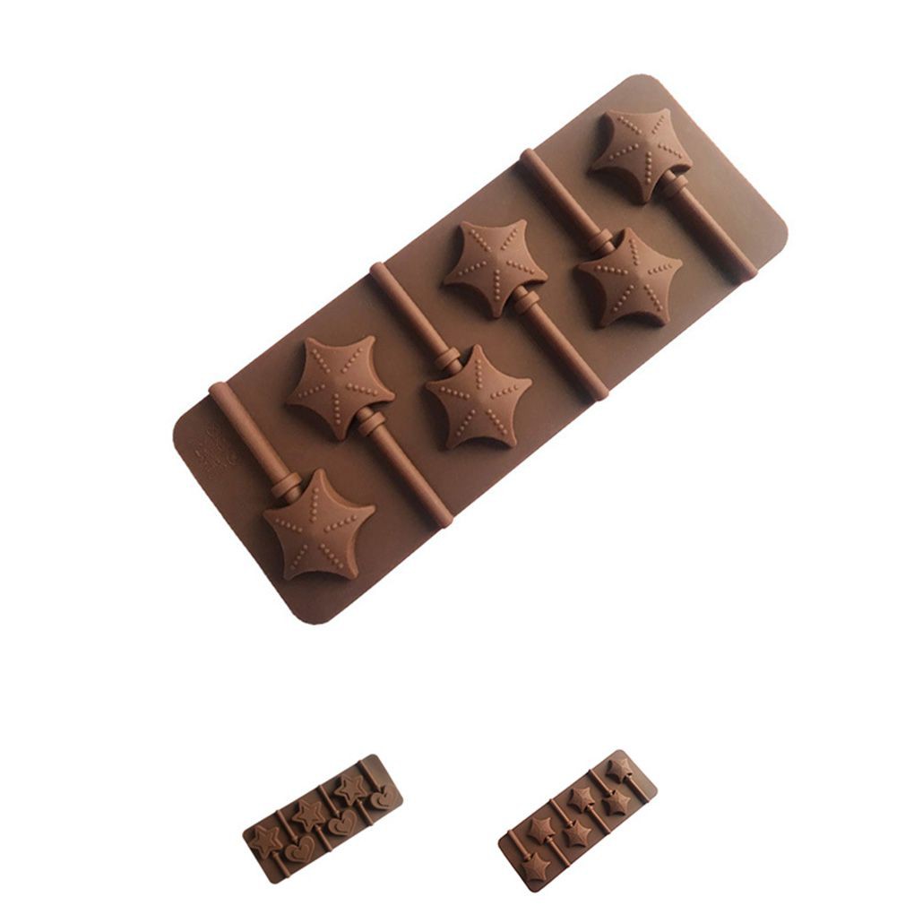 Khuôn Silicone Làm Bánh 6 Ô Hình Trái Tim Ngôi Sao, Trái Tim