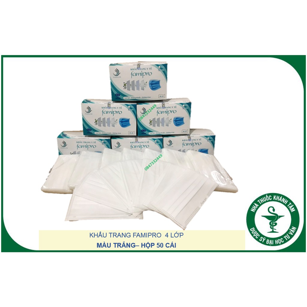 [Chính hãng] Khẩu trang y tế cao cấp kháng khuẩn xuất khẩu 4 lớp dày dặn, mềm mịn - Hộp 50 cái