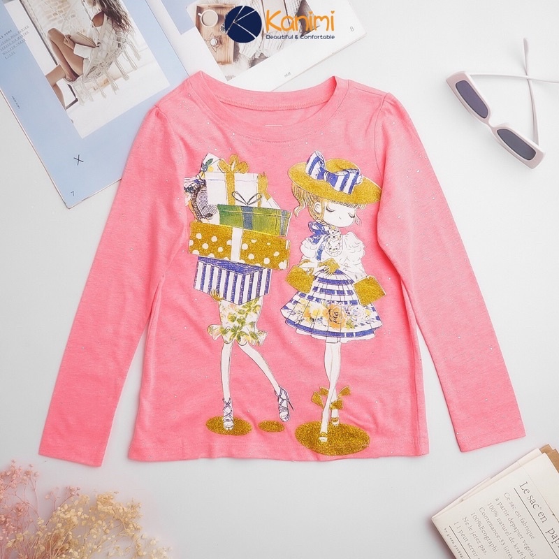 Áo thun dài tay Gap cho bé gái chất cotton 100%
