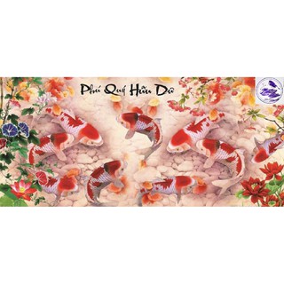 Tranh đính đá cá phú quý hữu dư. kích thước: 100*45cm