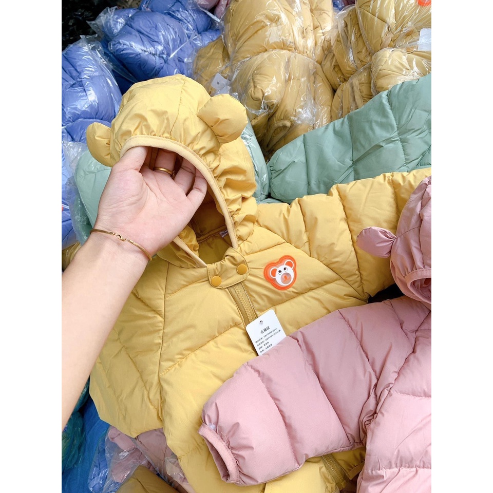 Áo phao gấu đơn sắc Quảng Châu siêu mềm nhẹ, ấm áp cho bé trai/bé gái mùa thu đông