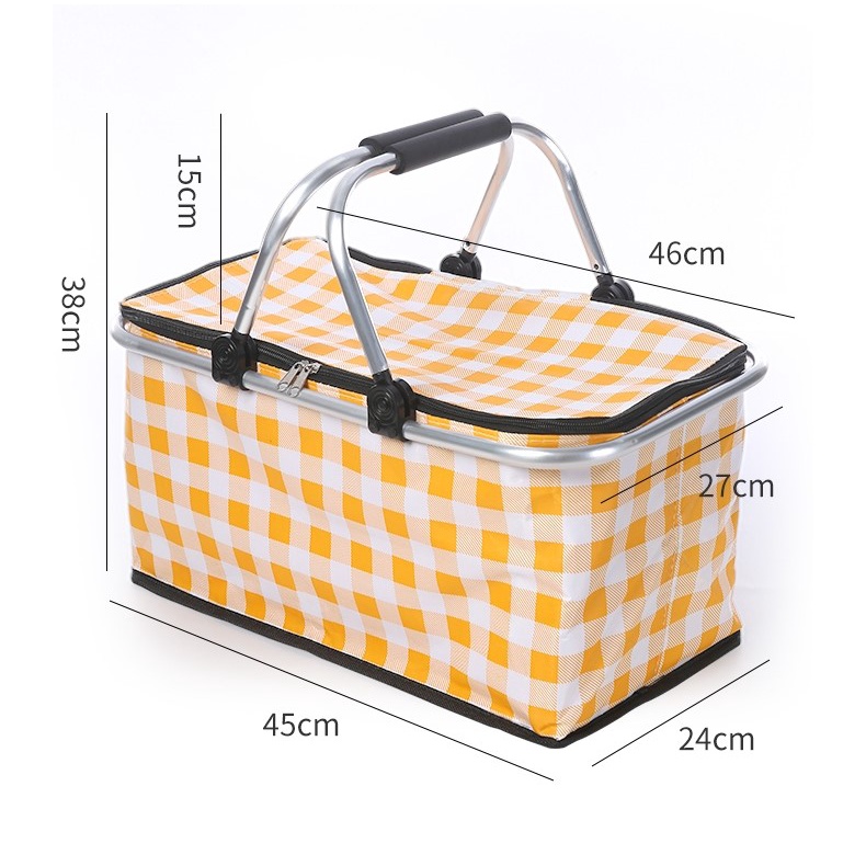 [Hàng Sẵn] Giỏ Đựng Đồ đi Picnic Có Quai Xách cách nhiệt gấp lại được di động dã ngoại cho gia đình đi chơi【Southdakota051】