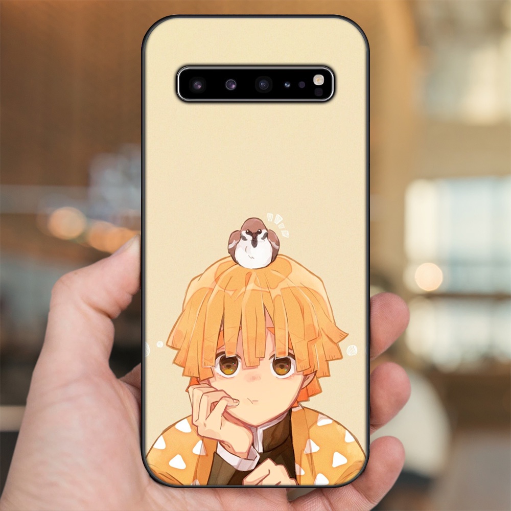 Ốp lưng Samsung S10, S10 5G, S10 Plus viền đen in hình Zenitsu Kimetsu no Yaiba