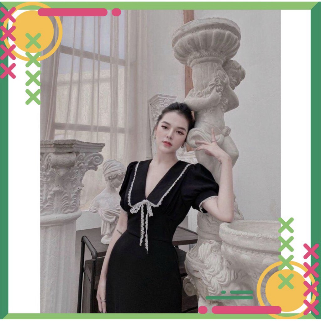 Đầm bigsize nữ công sở , váy dáng ngắn hoạ tiết cổ trắng , thun poly xịn