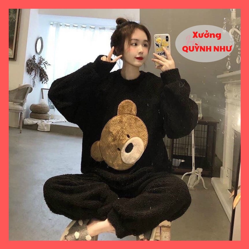 Bộ Quần Áo Ngủ Nữ Gấu Lông 2 Mặt Dễ Thương Mặc Mùa Đông Siêu Ấm Áp 2 Màu Mã 610 Xưởng Quỳnh Như | BigBuy360 - bigbuy360.vn