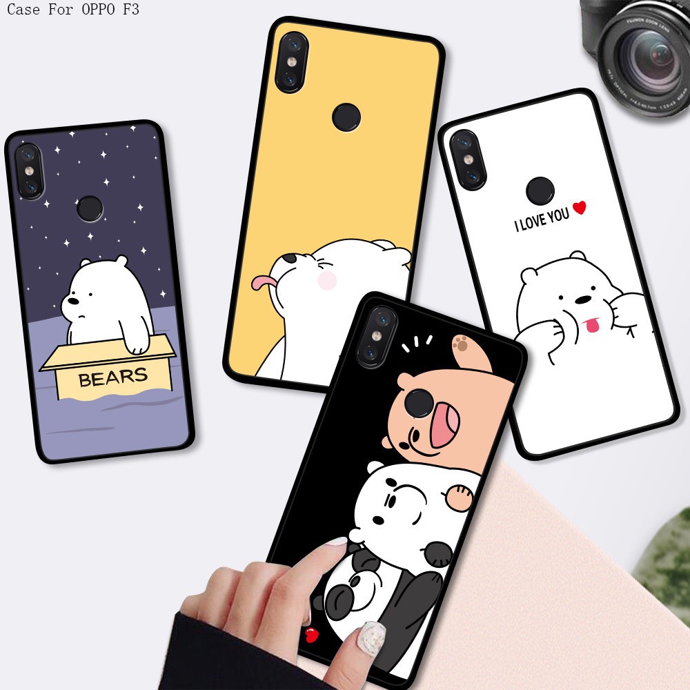 OPPO F11 F7 F9 F3 F5 Plus Pro F5 Youth For Soft Case Silicone Casing TPU Cute Cartoon We Bare Bears Phone Full Cover Simple Macaron Matte Shockproof Back Cases