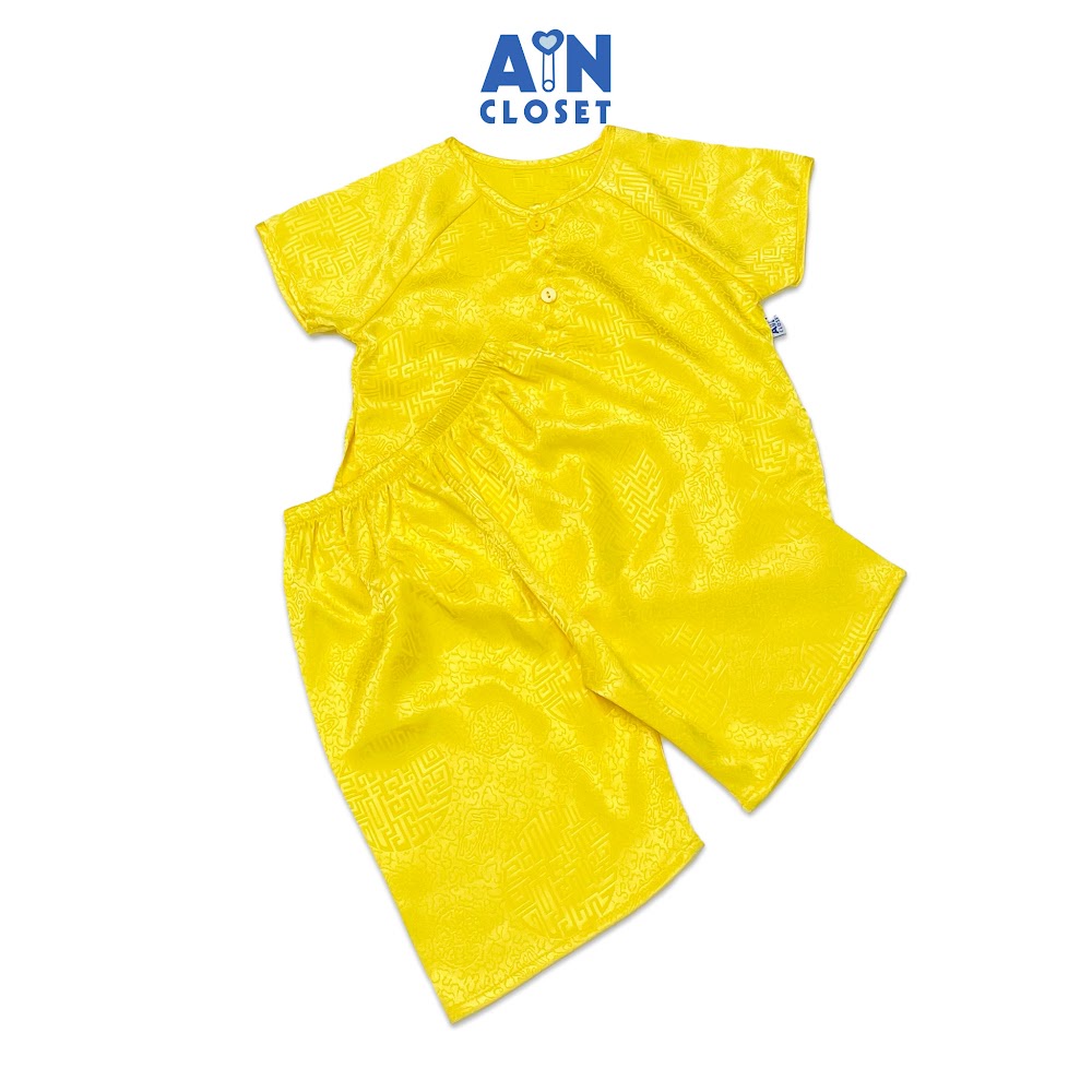 Bộ quần áo bà ba lửng unisex cho bé hoa văn Cổ Trang gấm vàng - AICDBTRVCDVD - AIN Closet