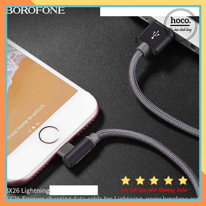 Cáp Sạc Chữ L Borofone BX26 Cổng Micro-USB / Lightning / Type-C Max 2.4A Dành Cho Game Thủ - Bảo Hành 12 Tháng