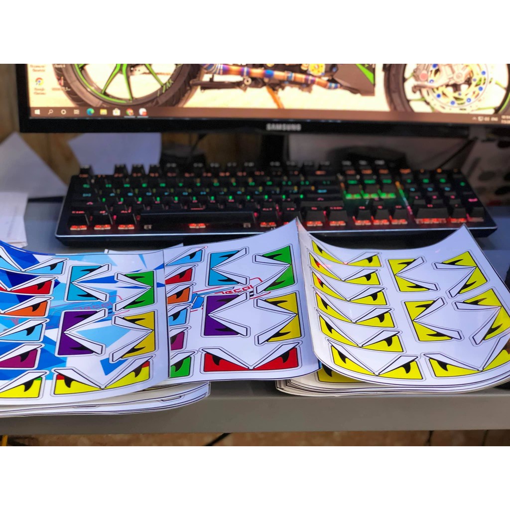 Logo stiker Đôi Mắt decal cao cấp tem 3 lớp  Lê Lĩnh Vlog