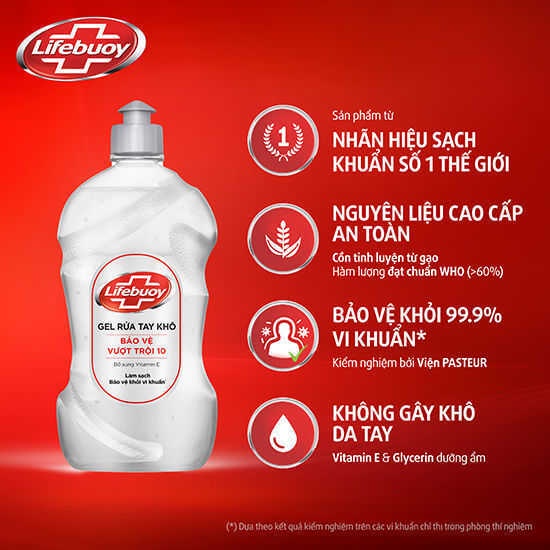 Gel rửa tay khô Lifebuoy Bảo vệ Vượt trội 500ml