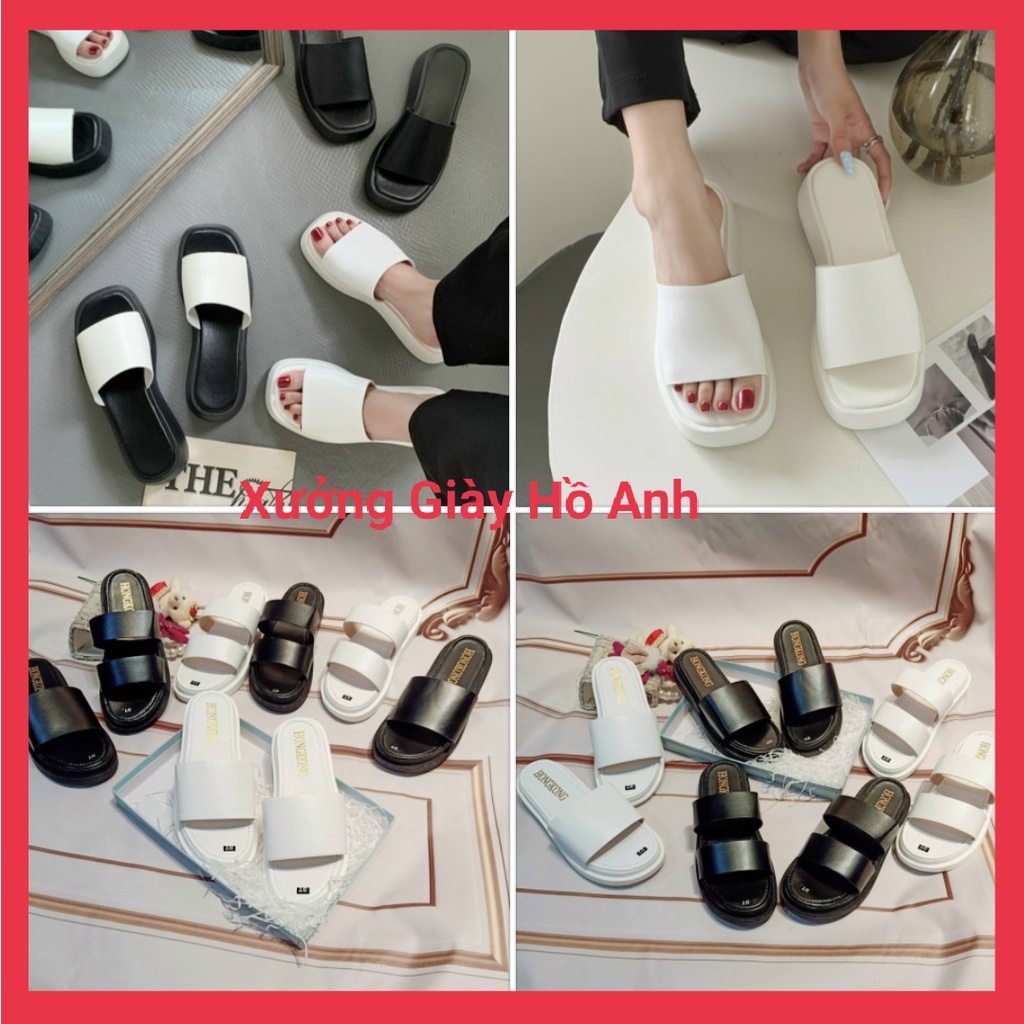 Dép Quai Ngang Dép Bánh Mì Nữ Da Mềm Trơn Đế PU 3-5P Siêu Nhẹ Trẻ Trung Tôn Dáng