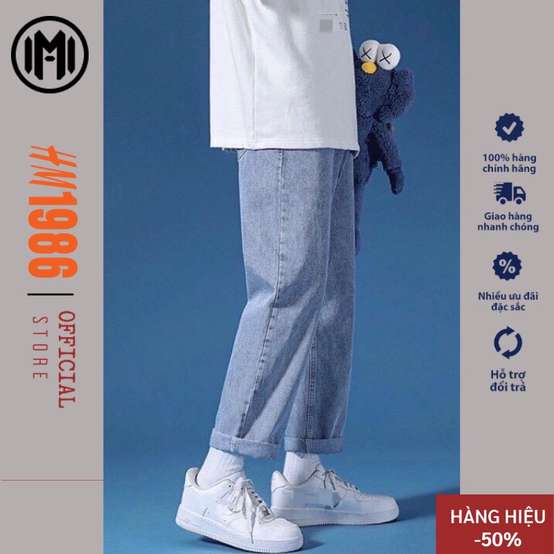 Quần jean nam cạp cao ống suông rộng HM1986, quần bò baggy nam phom xuông chất jeans mềm, dày dặn xu hướng 2023 J101