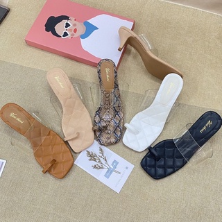 Guốc cao gót xỏ ngón quai trong lót chần chỉ gót nhọn cao 5cm hàng vnxk