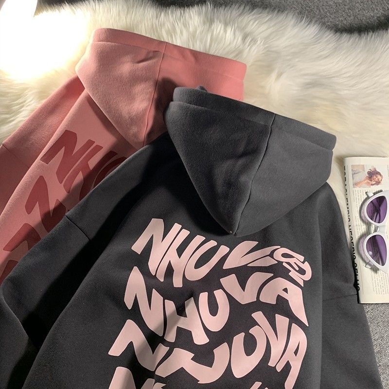 Áo khoác hoodie dáng rộng phong cách đường phố Hàn Quốc thời trang thu đông dành cho cặp đôi