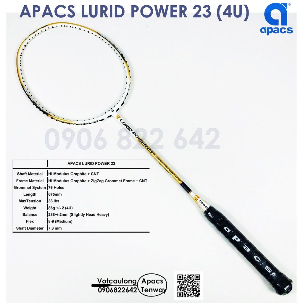 [Vợt cầu lông Apacs Lurid Power 23 - 4U] – Thân to trợ lực, đập cầu chắc tay