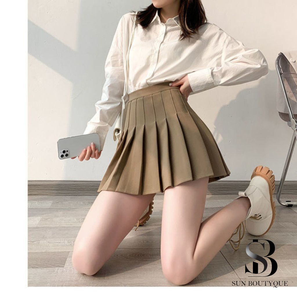Chân váy Tennis xếp ly SUNBOUTYQUE dáng ngắn chữ A lưng cao chất vải cao cấp trẻ trung năng động CVN66