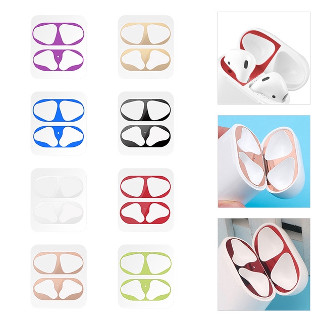 Miếng dán nắp hộp sạc chống bụi bằng kim loại bảo vệ cho Airpods