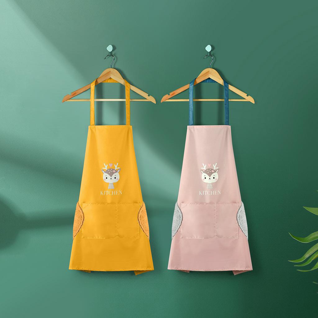 Tạp dề JUJIAJIA vải Oxford chống thấm và chống thấm dầu dễ thương gia dụng có túi tiện dụng