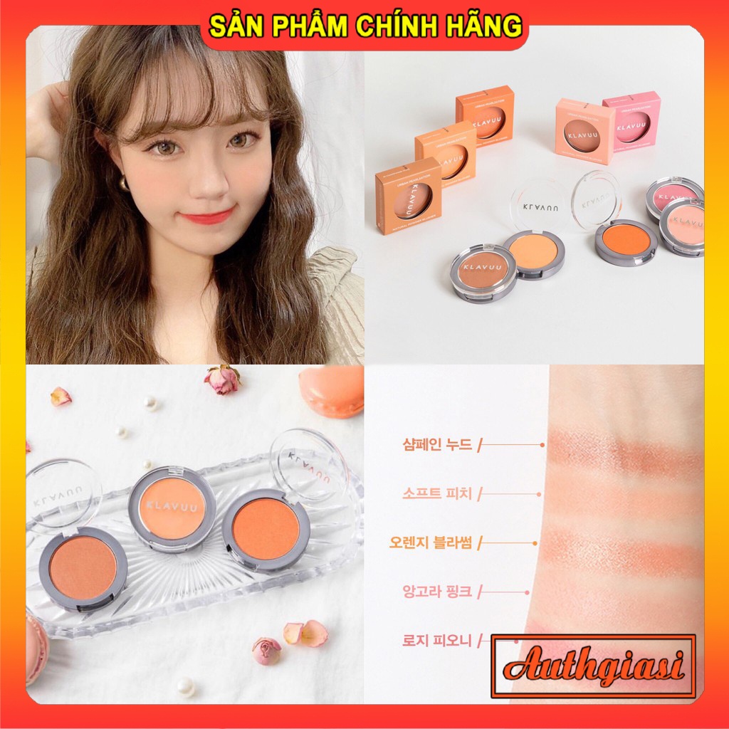 Phấn Má Hồng Ngọc Trai Klavuu Cao Cấp Hàn Quốc Urban Pearlsation Natural Powder Blusher Đủ 5 Tone