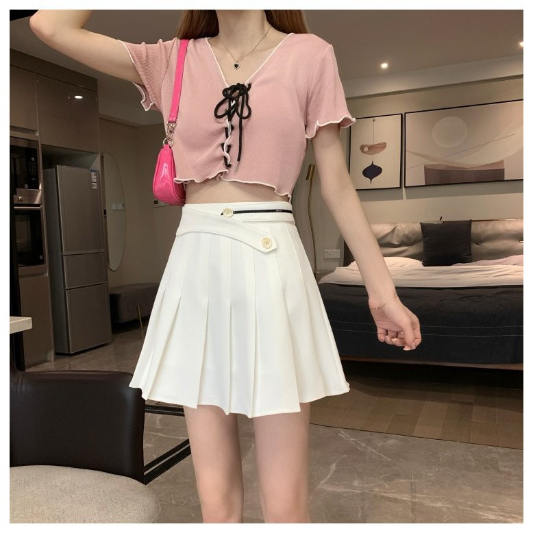 Hundreds Of Show Slim Skirts Women's Summer White Skirt Design Is Irregular A Word Pleated Skirts Miss Jk Skirt