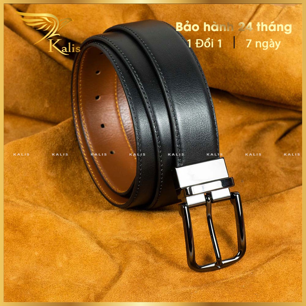 Dây Nịt Nam Cao Cấp Xoay 2 Mặt Da Bò Nappa Chính Hãng KALIS Dây Lưng Nịt Thắt Thắc Nam Đẹp Da Thật Khóa Kim