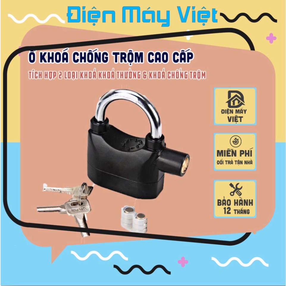 Khoá đĩa xe máy chống trộm cao cấp, Khoá thông minh có còi báo động - Bảo hành 12 tháng