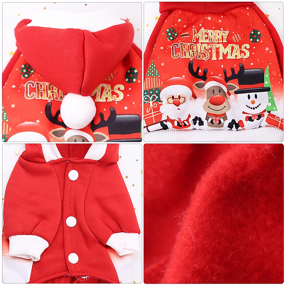 Áo khoác giữ ấm kiểu ông già Noel bằng vải cotton nhung thời trang thu đông hàng mới 2019 dành cho cún cưng mèo cưng