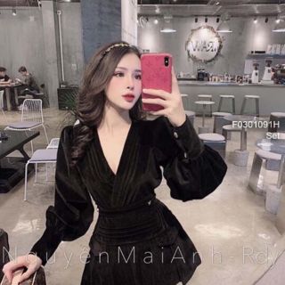Set nhung áo cổ tim