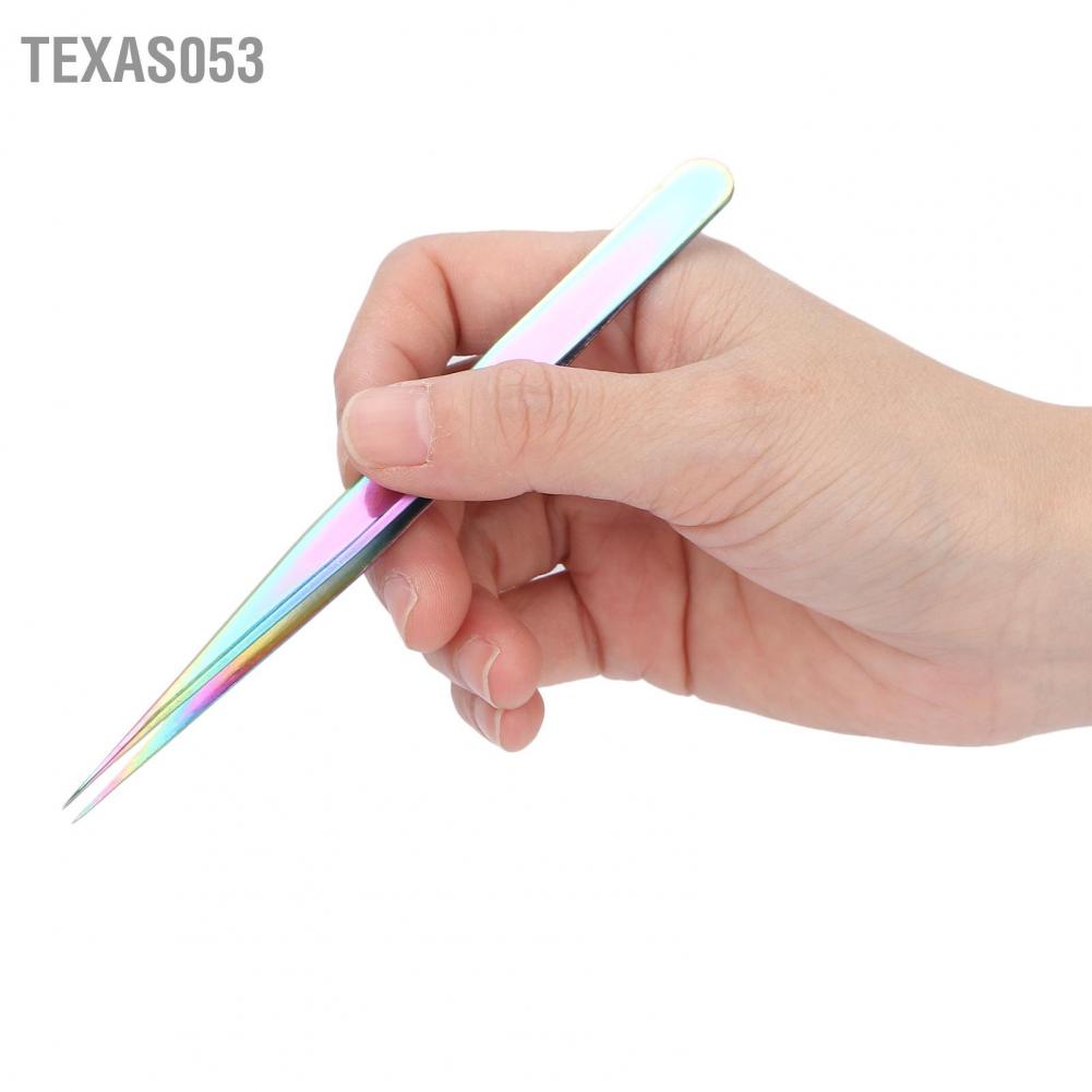 Texas053 Nhíp vẽ móng tay thẳng chuyên nghiệp nối dài lông mi bằng thép không gỉ